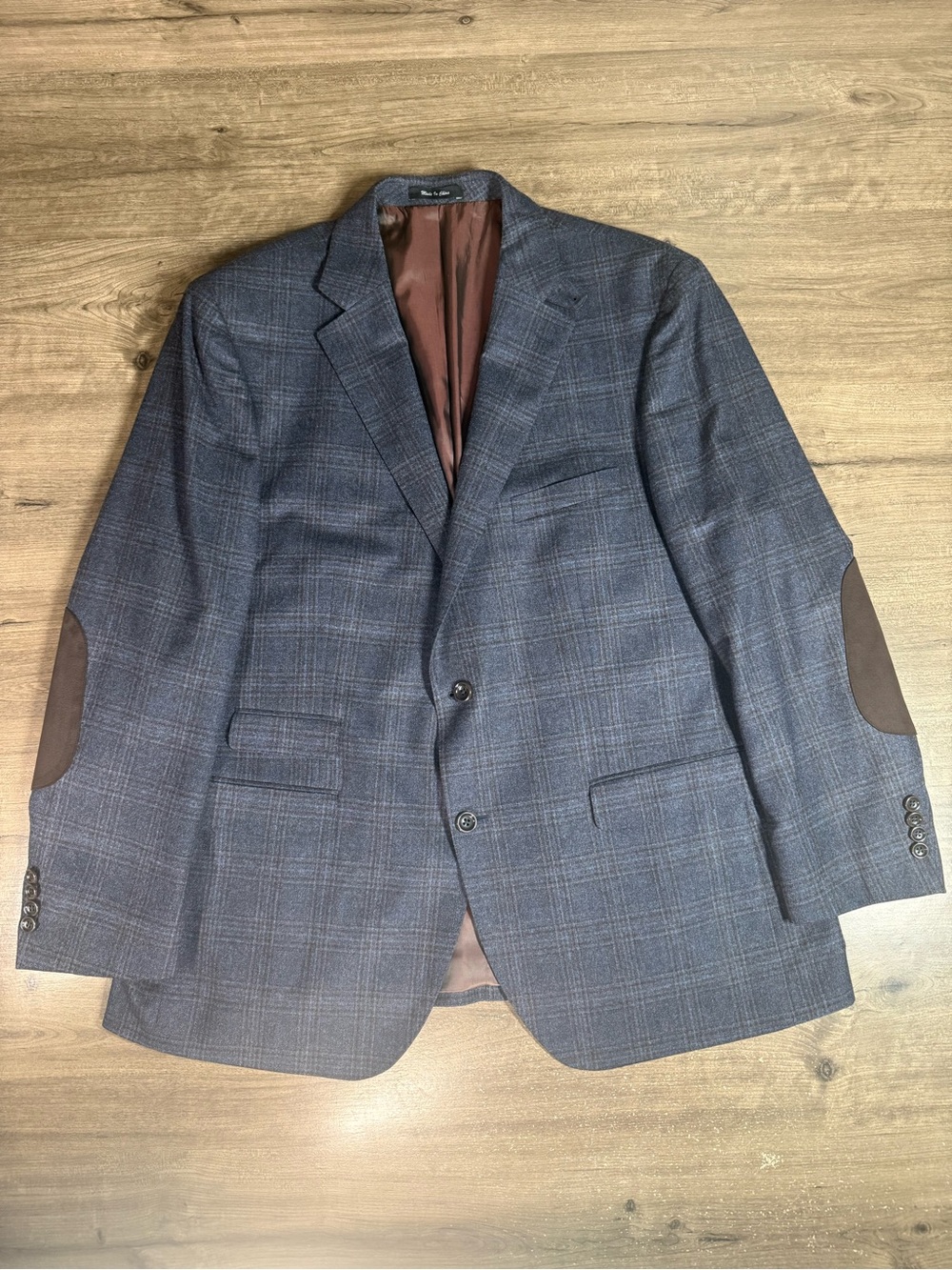 Paul Betenly 48R Sport Coat Blazer Wool Cerruti iStretch Plaid Elbow Patches